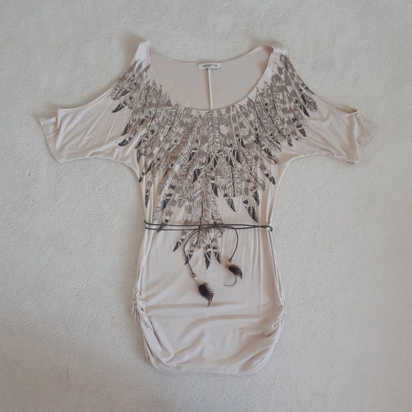 Arden B Feather Cold Shoulder Tunic - Picture 2 of 5